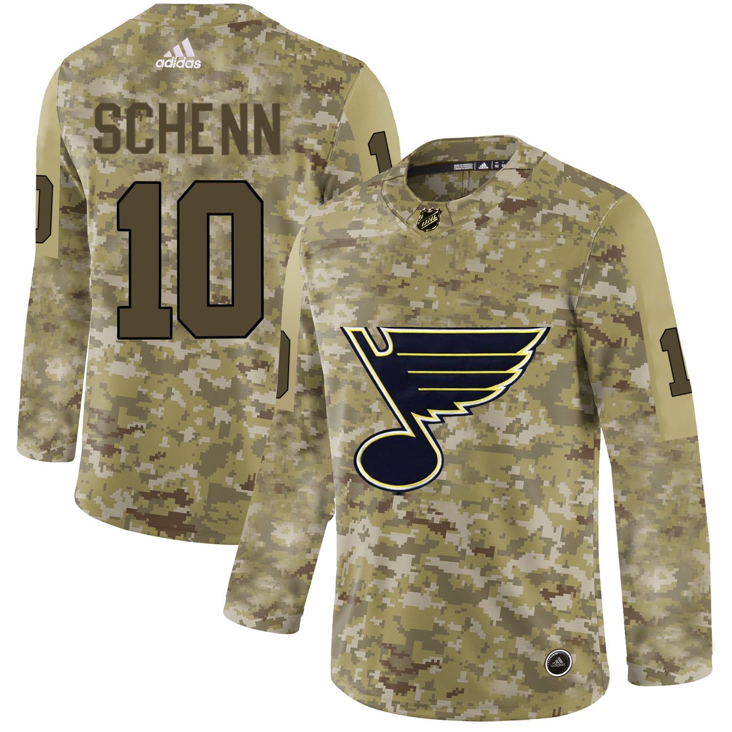 Adidas Blues #10 Brayden Schenn Camo Authentic Stitched NHL Jersey