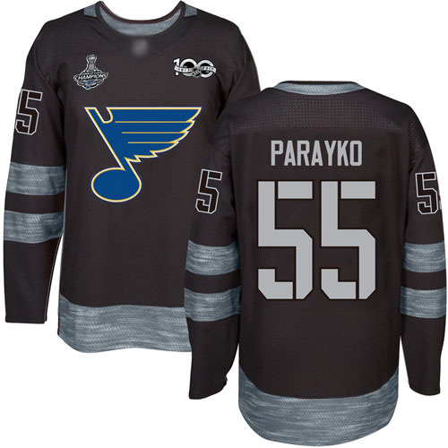Adidas Blues #55 Colton Parayko Black 1917-2017 100th Anniversary Stanley Cup Champions Stitched NHL Jersey