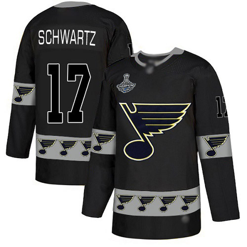 Adidas Blues #17 Jaden Schwartz Black Authentic Team Logo Fashion Stanley Cup Champions Stitched NHL Jersey