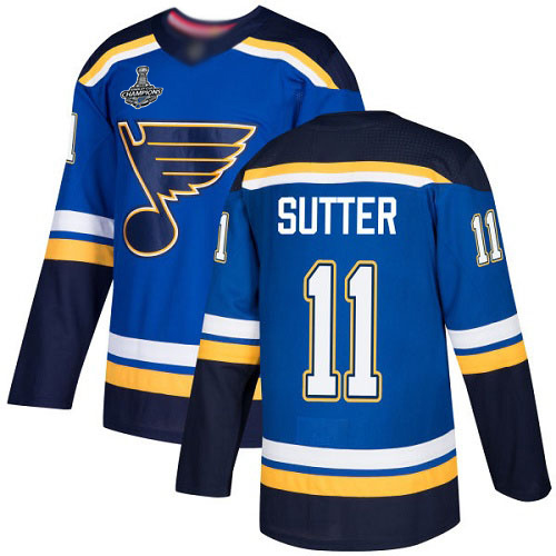 Adidas Blues #11 Brian Sutter Blue Home Authentic Stanley Cup Champions Stitched NHL Jersey