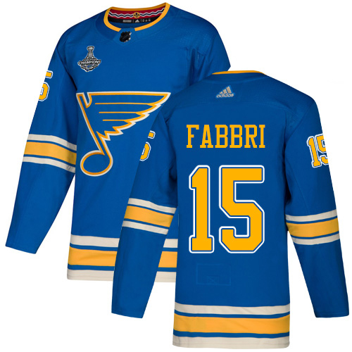 Adidas Blues #15 Robby Fabbri Blue Alternate Authentic 2019 Stanley Cup Champions Stitched NHL Jersey