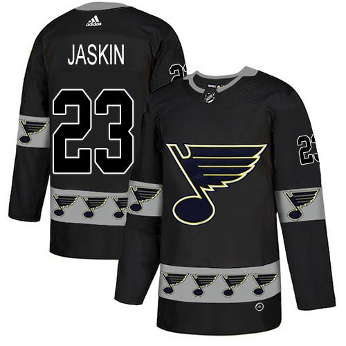 Adidas Blues #23 Dmitrij Jaskin Black Authentic Team Logo Fashion Stitched NHL Jersey