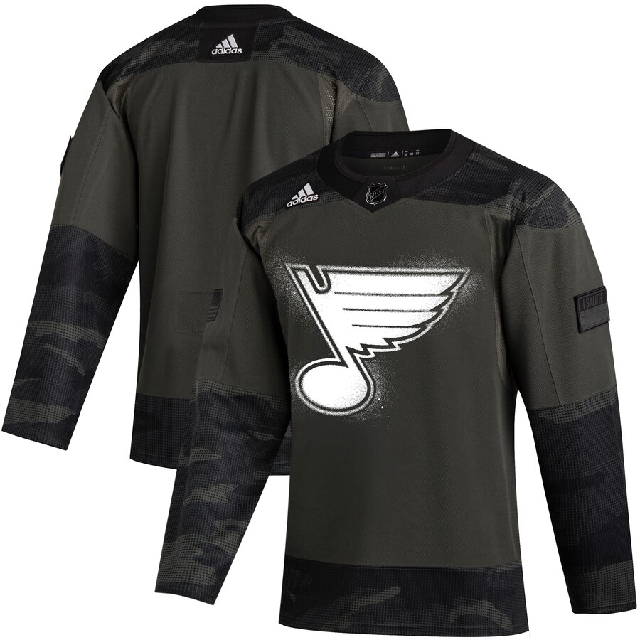 St. Louis Blues Adidas 2019 Veterans Day Authentic Practice NHL Jersey Camo