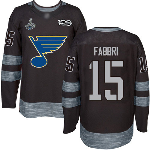 Adidas Blues #15 Robby Fabbri Black 1917-2017 100th Anniversary Stanley Cup Champions Stitched NHL Jersey