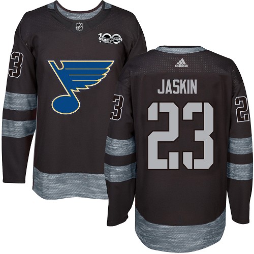 Adidas Blues #23 Dmitrij Jaskin Black 1917-2017 100th Anniversary Stitched NHL Jersey
