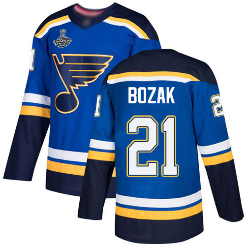 Adidas Blues #21 Tyler Bozak Blue Home Authentic Stanley Cup Champions Stitched NHL Jersey