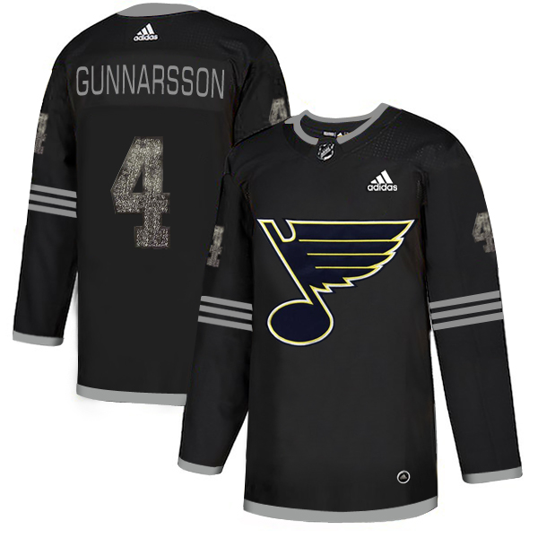 Adidas Blues #4 Carl Gunnarsson Black Authentic Classic Stitched NHL Jersey
