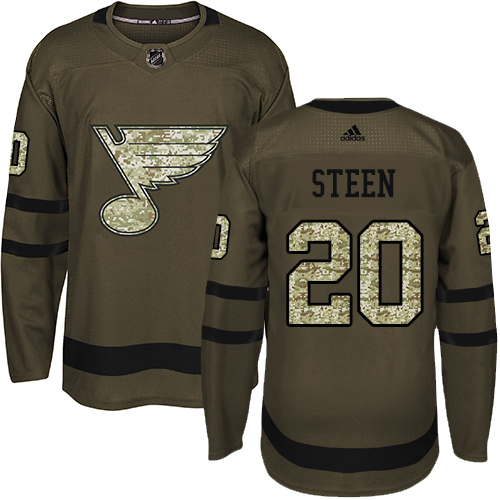 Adidas Blues #20 Alexander Steen Green Salute to Service Stitched NHL Jersey