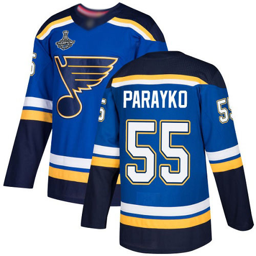 Adidas Blues #55 Colton Parayko Blue Home Authentic Stanley Cup Champions Stitched NHL Jersey