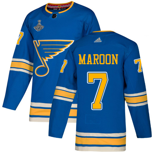 Adidas Blues #7 Patrick Maroon Blue Alternate Authentic 2019 Stanley Cup Champions Stitched NHL Jersey