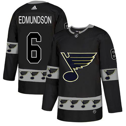 Adidas Blues #6 Joel Edmundson Black Authentic Team Logo Fashion Stitched NHL Jersey