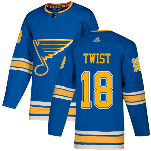 Adidas Blues #18 Tony Twist Light Blue Alternate Authentic Stitched NHL Jersey