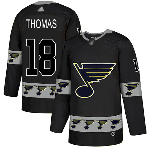 Adidas Blues #18 Robert Thomas Black Authentic Team Logo Fashion Stitched NHL Jersey