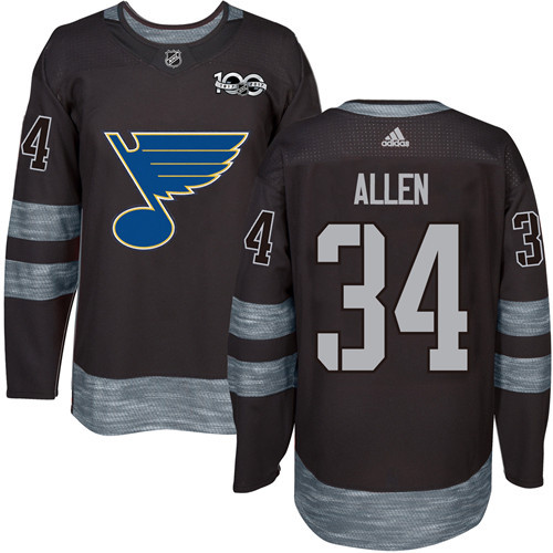 Adidas Blues #34 Jake Allen Black 1917-2017 100th Anniversary Stitched NHL Jersey