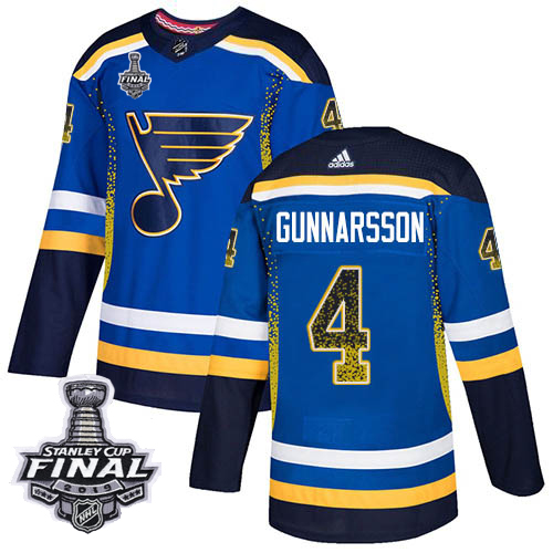 Adidas Blues #4 Carl Gunnarsson Blue Home Authentic Drift Fashion 2019 Stanley Cup Final Stitched NHL Jersey