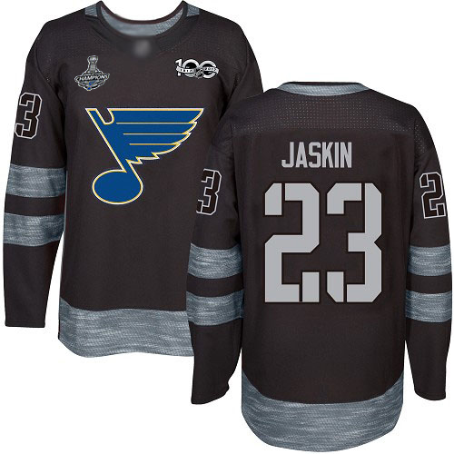 Adidas Blues #23 Dmitrij Jaskin Black 1917-2017 100th Anniversary Stanley Cup Champions Stitched NHL Jersey