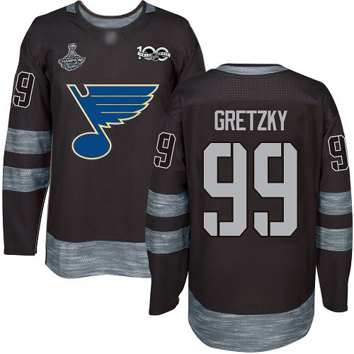 Adidas Blues #99 Wayne Gretzky Black 1917-2017 100th Anniversary Stanley Cup Champions Stitched NHL Jersey