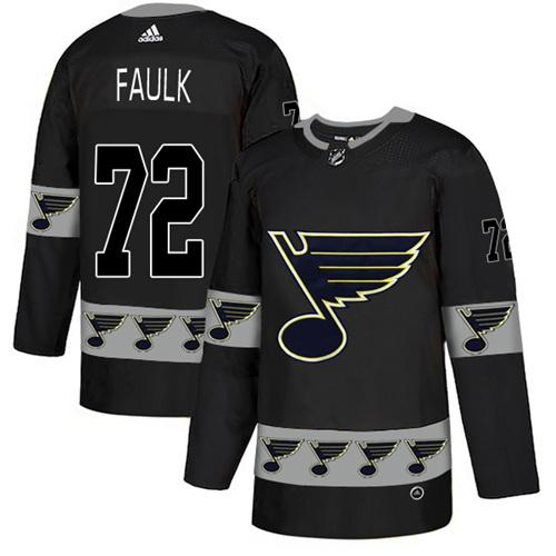 Adidas Blues #72 Justin Faulk Black Authentic Team Logo Fashion Stitched NHL Jersey