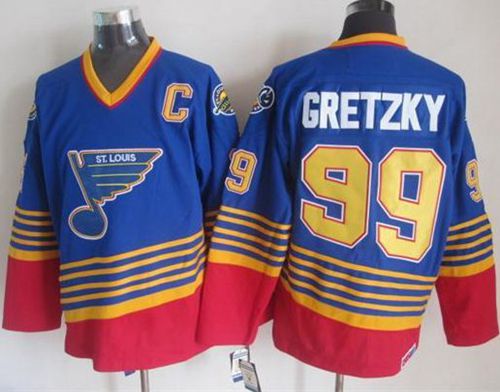 Blues #99 Wayne Gretzky Light Blue/Red CCM Throwback Stitched NHL Jersey