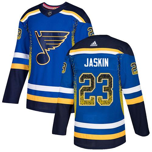 Adidas Blues #23 Dmitrij Jaskin Blue Home Authentic Drift Fashion Stitched NHL Jersey