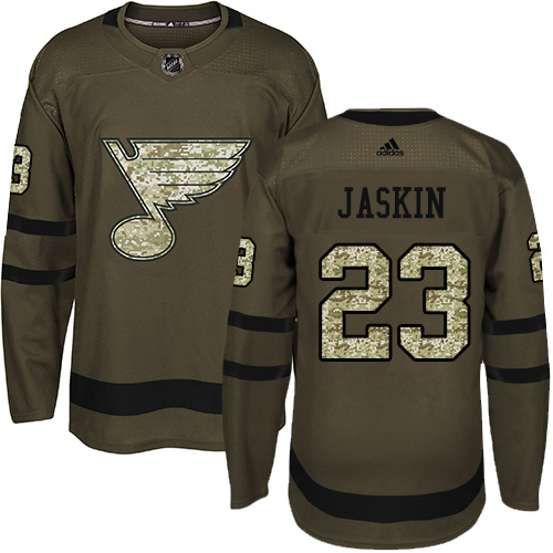 Adidas Blues #23 Dmitrij Jaskin Green Salute to Service Stitched NHL Jersey