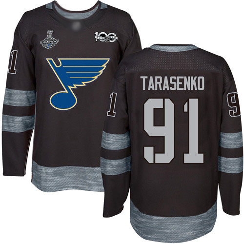Adidas Blues #91 Vladimir Tarasenko Black 1917-2017 100th Anniversary Stanley Cup Champions Stitched NHL Jersey