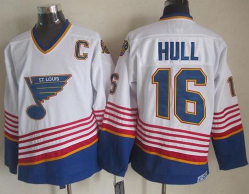 Blues #16 Brett Hull White/Light Blue CCM Throwback Stitched NHL Jersey