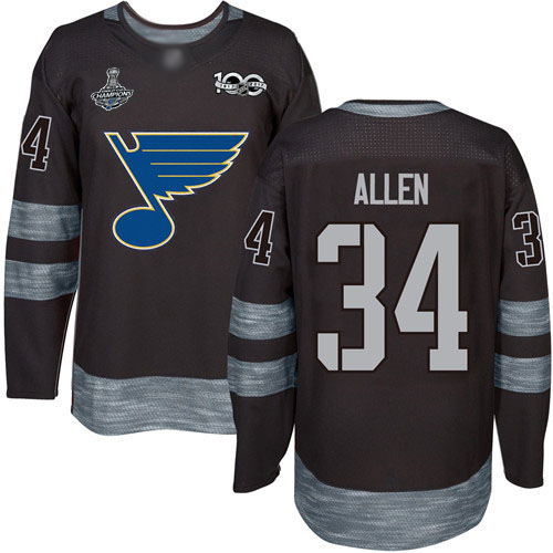 Adidas Blues #34 Jake Allen Black 1917-2017 100th Anniversary Stanley Cup Champions Stitched NHL Jersey