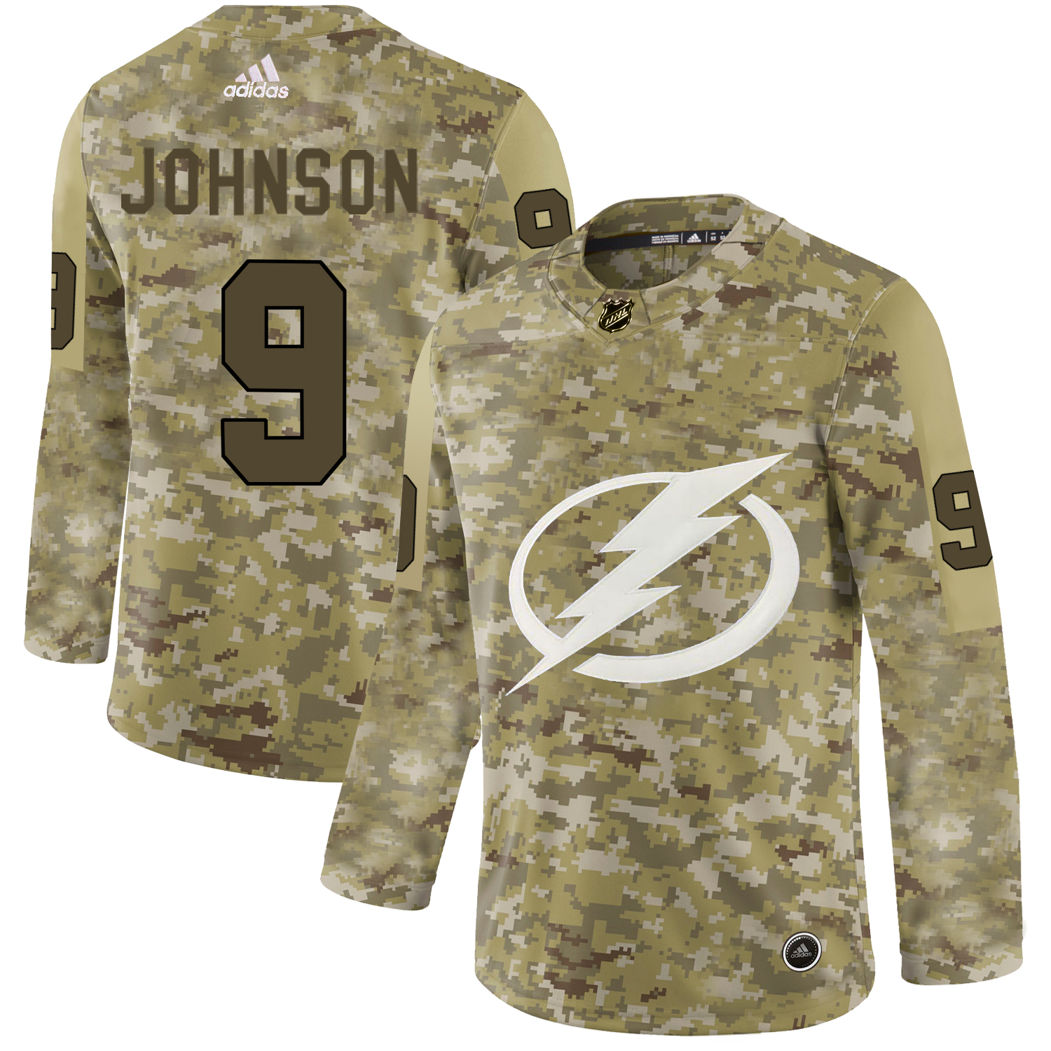 Adidas Lightning #9 Tyler Johnson Camo Authentic Stitched NHL Jersey