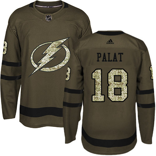 Adidas Lightning #18 Ondrej Palat Green Salute to Service Stitched NHL Jersey