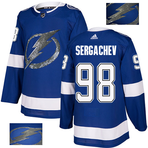 Adidas Lightning #98 Mikhail Sergachev Blue Home Authentic Fashion Gold Stitched NHL Jersey