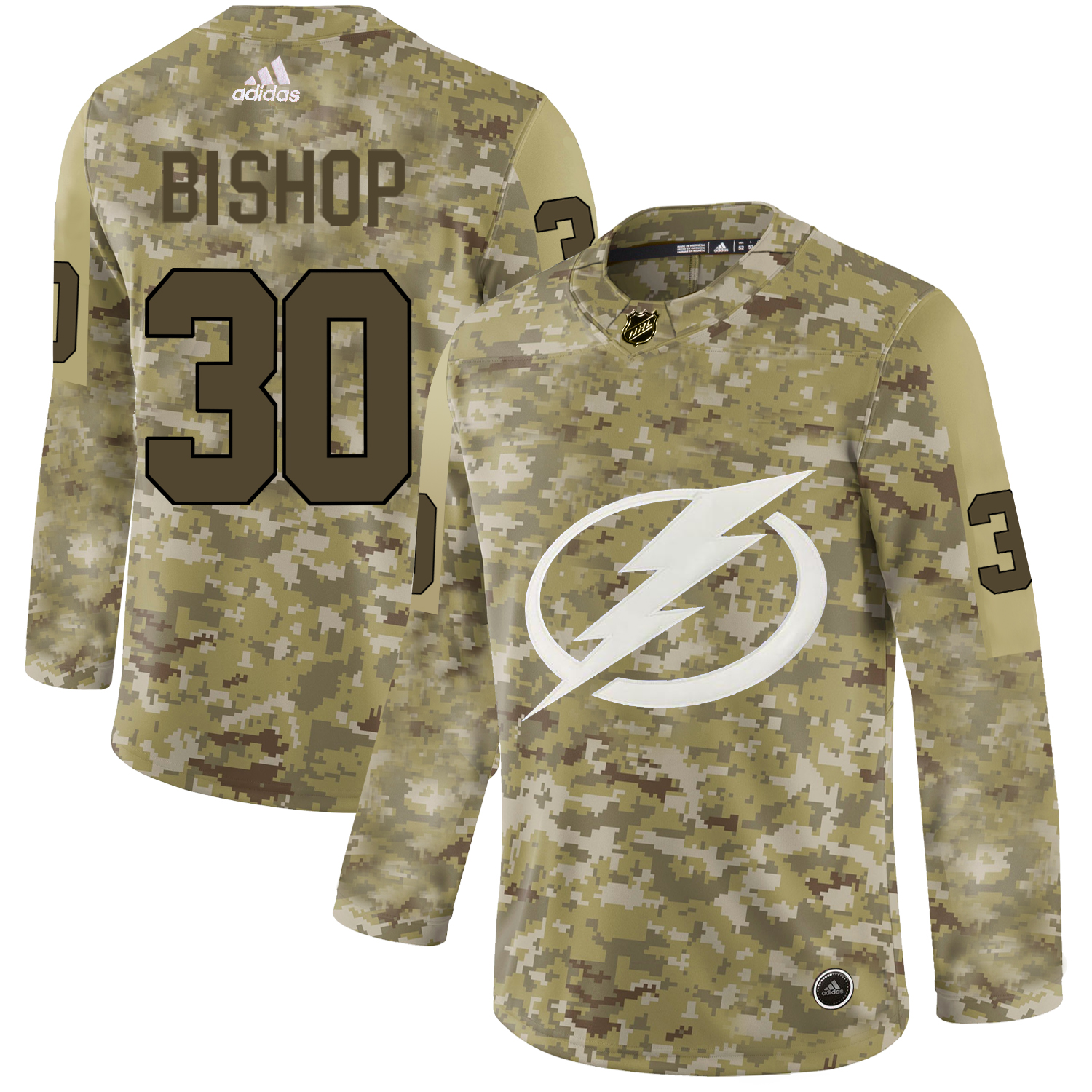 Adidas Lightning #30 Ben Bishop Camo Authentic Stitched NHL Jersey