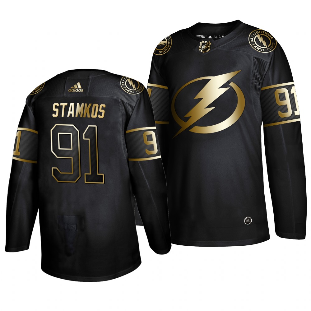 Adidas Lightning #91 Steven Stamkos Men's 2019 Black Golden Edition Authentic Stitched NHL Jersey