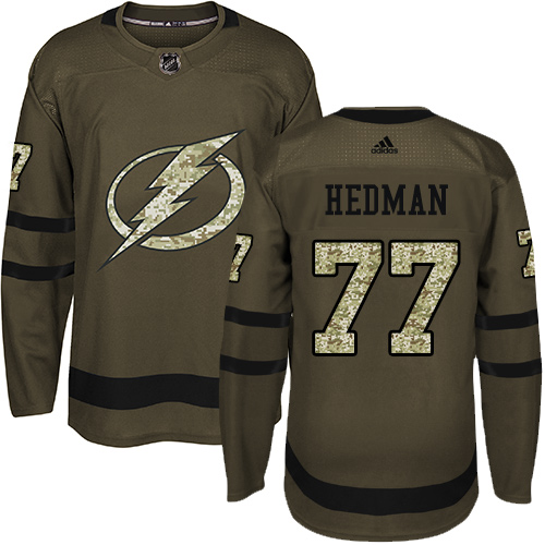 Adidas Lightning #77 Victor Hedman Green Salute to Service Stitched NHL Jersey
