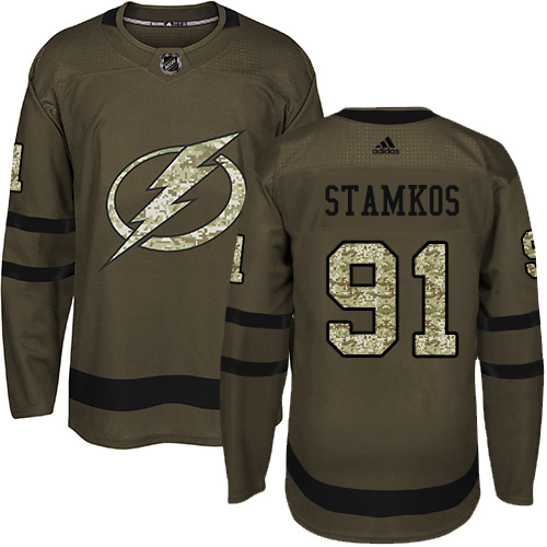 Adidas Lightning #91 Steven Stamkos Green Salute to Service Stitched NHL Jersey