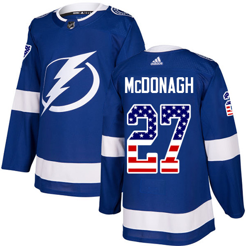 Adidas Lightning #27 Ryan McDonagh Blue Home Authentic USA Flag Stitched NHL Jersey