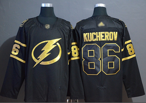 Adidas Lightning #86 Nikita Kucherov Black/Gold Authentic Stitched NHL Jersey