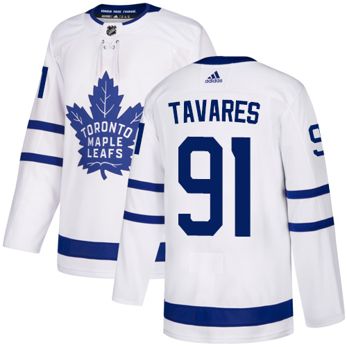Adidas Maple Leafs #91 John Tavares White Road Authentic Stitched NHL Jersey