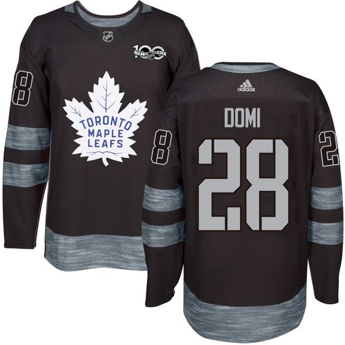 Adidas Maple Leafs #28 Tie Domi Black 1917-2017 100th Anniversary Stitched NHL Jersey