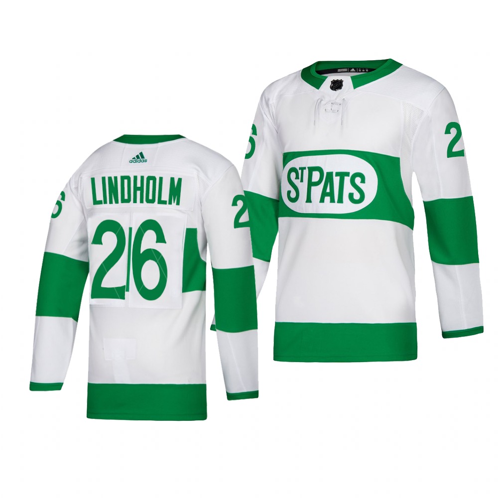 Maple Leafs #26 Par Lindholm adidas White 2019 St. Patrick's Day Authentic Player Stitched NHL Jersey