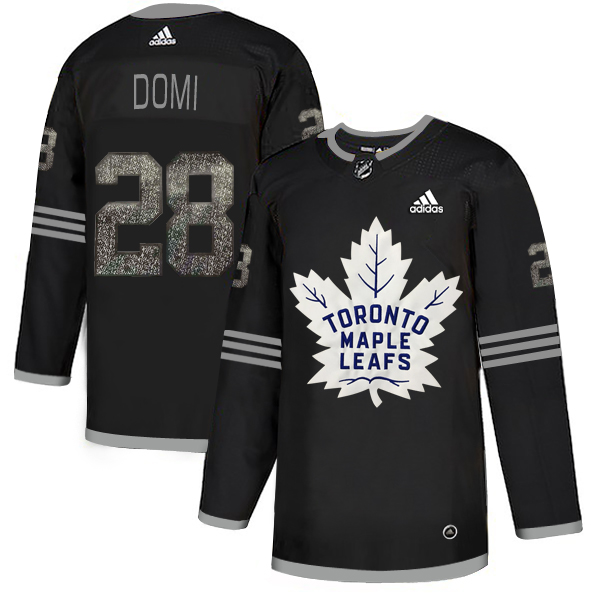 Adidas Maple Leafs #28 Tie Domi Black Authentic Classic Stitched NHL Jersey