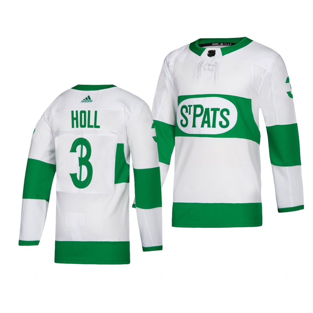 Maple Leafs #3 Justin Holl adidas White 2019 St. Patrick's Day Authentic Player Stitched NHL Jersey