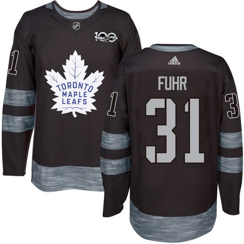 Adidas Maple Leafs #31 Grant Fuhr Black 1917-2017 100th Anniversary Stitched NHL Jersey