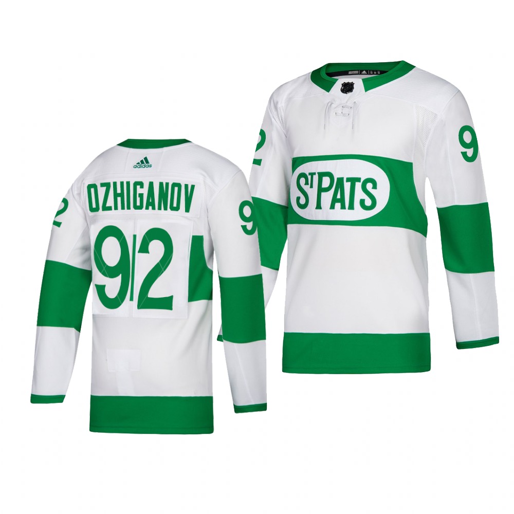 Maple Leafs #92 Igor Ozhiganov adidas White 2019 St. Patrick's Day Authentic Player Stitched NHL Jersey