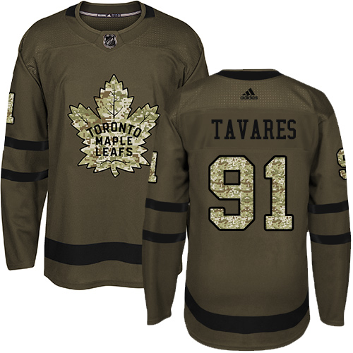Adidas Maple Leafs #91 John Tavares Green Salute to Service Stitched NHL Jersey
