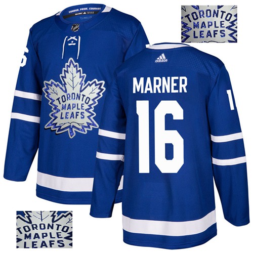 Adidas Maple Leafs #16 Mitchell Marner Blue Home Authentic Fashion Gold Stitched NHL Jersey