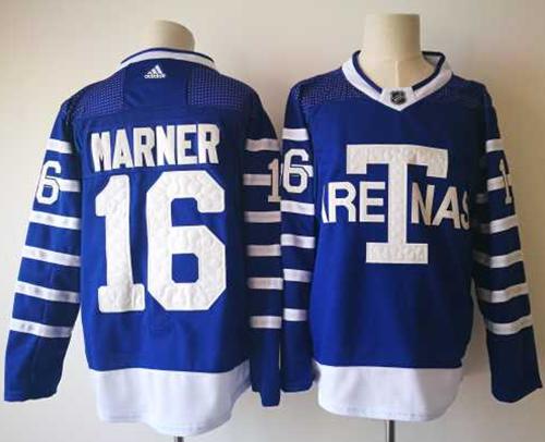Adidas Maple Leafs #16 Mitchell Marner Blue Authentic 1918 Arenas Throwback Stitched NHL Jersey