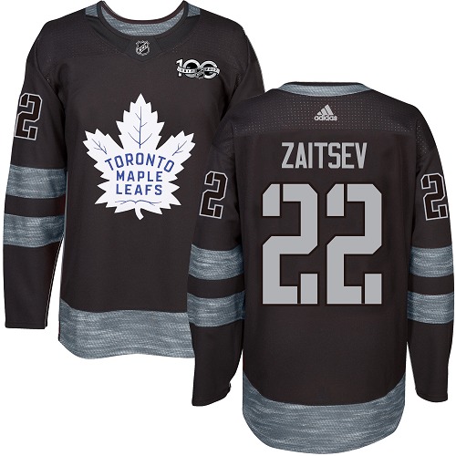 Adidas Maple Leafs #22 Nikita Zaitsev Black 1917-2017 100th Anniversary Stitched NHL Jersey