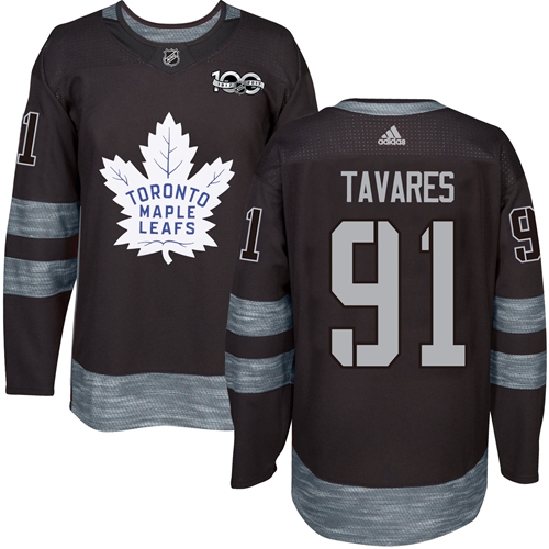 Adidas Maple Leafs #91 John Tavares Black 1917-2017 100th Anniversary Stitched NHL Jersey