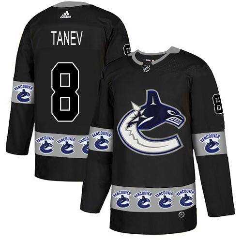 Adidas Canucks #8 Christopher Tanev Black Authentic Team Logo Fashion Stitched NHL Jersey
